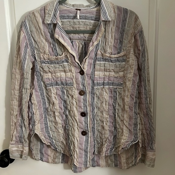 🌸Free People Long Sleeve Stripe Shirt🌸 - Picture 1 of 11